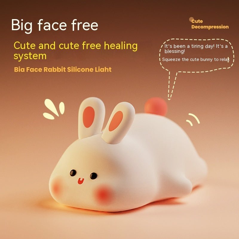 Cute LED Touch Sensor Rabbit Night Light – Silicone Bedside Lamp - CADECORSA