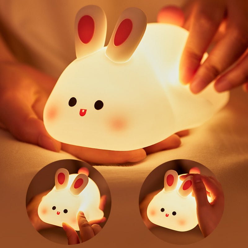 Cute LED Touch Sensor Rabbit Night Light – Silicone Bedside Lamp - CADECORSA