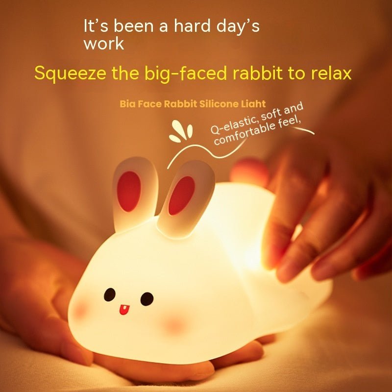 Cute LED Touch Sensor Rabbit Night Light – Silicone Bedside Lamp - CADECORSA