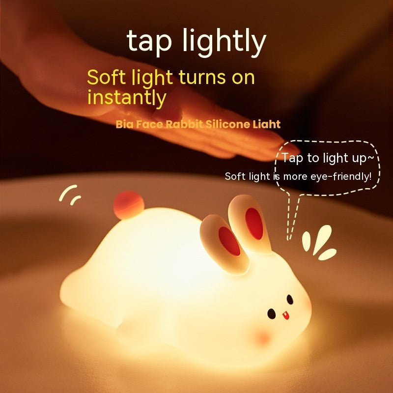 Cute LED Touch Sensor Rabbit Night Light – Silicone Bedside Lamp - CADECORSA