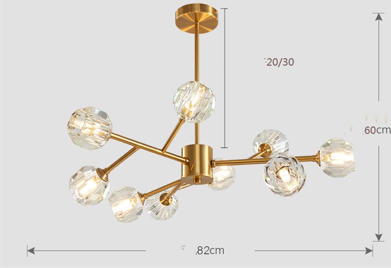 Nordic Crystal Chandelier – Modern Luxury All - Copper Lamp - CADECORSA