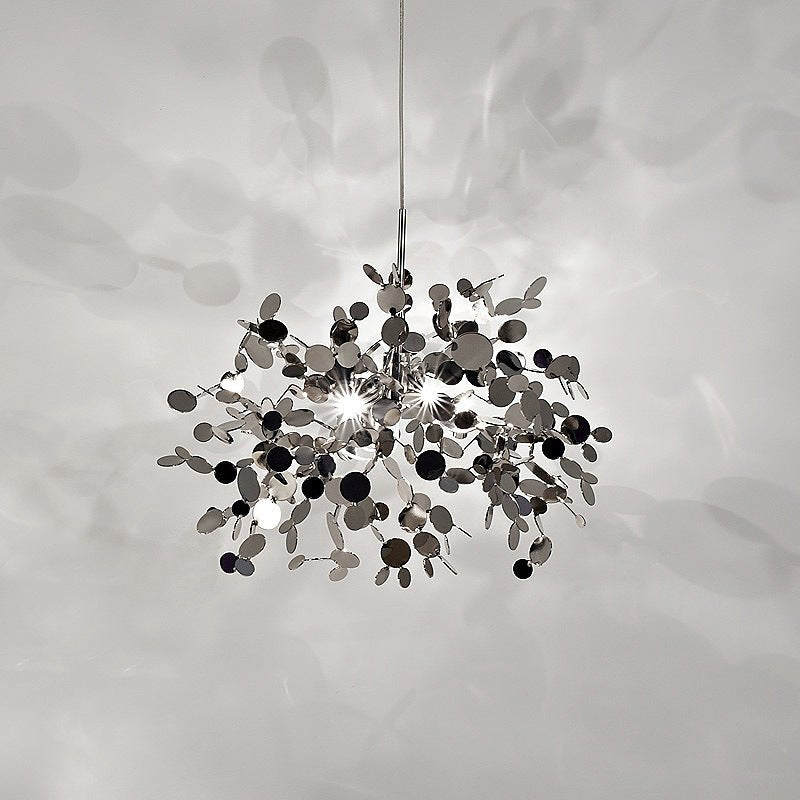 Nordic Minimalist Tree Leaf Chandelier – Stainless Steel for Living Room - CADECORSA