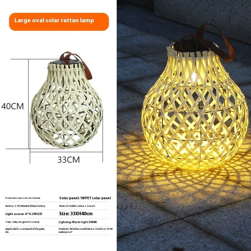 Outdoor Solar Lantern – Waterproof Bamboo Weaving Hanging Lamp - CADECORSA