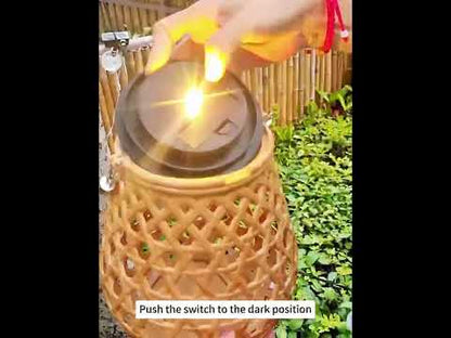 Outdoor Solar Lantern – Waterproof Bamboo Weaving Hanging Lamp